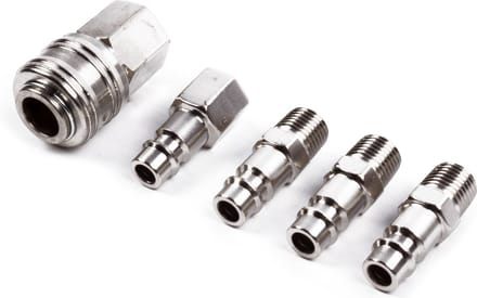 *** Lucht Euro Koppeling Set 1/4" - 5 delig - Compressor Aansluitind - van Heble® ***