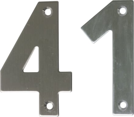 AMIG Huisnummer 41 - massief Inox RVS - 10cm - incl. bijpassende schroeven - zilver