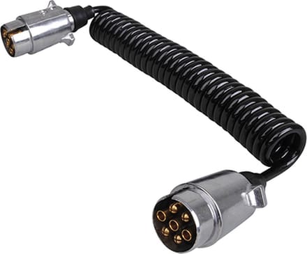 Spiraalkabel 12 Volt 2 x 7 polig metaal