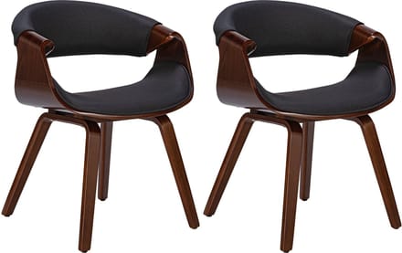 CLP Foley Set van 2 eetkamerstoelen - Met armleuning - Houten frame - walnoot/zwart Stof