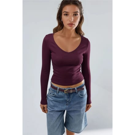 Getailleerde V-hals Langdurige Blouse
