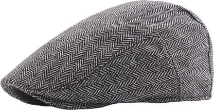 Flatcap platte pet - zwart wit visgraat design - maat 58