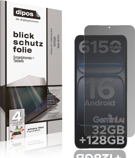 dipos – Matte Privacy Screenprotector geschikt voor DOOGEE Note 56 Pro | Anti-Spy Beschermfolie