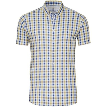 Desoto Overhemd Allover Multi Check Short Sleeve Blauw-Geel / male