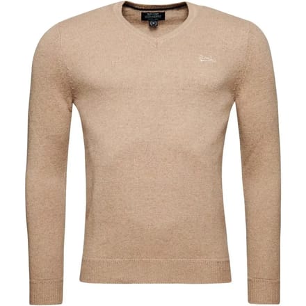 Superdry - Gebreide Essential trui met V-hals en borduursel - Heren - Sweaters