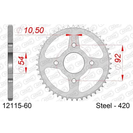 Stalen tandwiel Afam 420 60 dents
