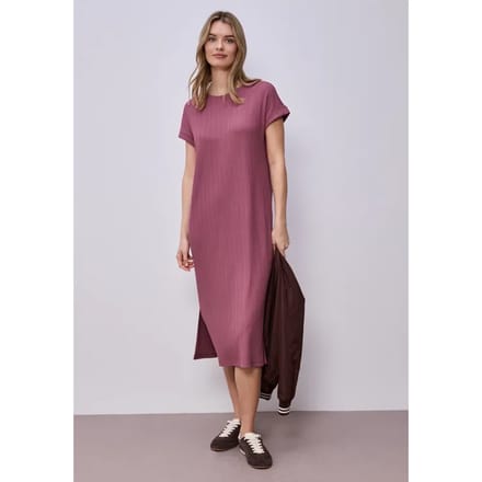 Midi-jurk van geribbelde jersey
