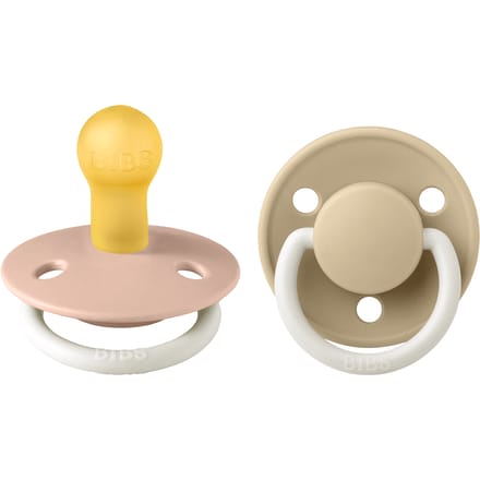 BIBS De Lux 2 Pack Latex Maat 1 Blush Gloed/Vanille Gloed 2 st