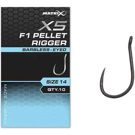 Matrix X5 F1 Pellet Rigger Eyed-Barbless (10 pcs) - Maat : 16