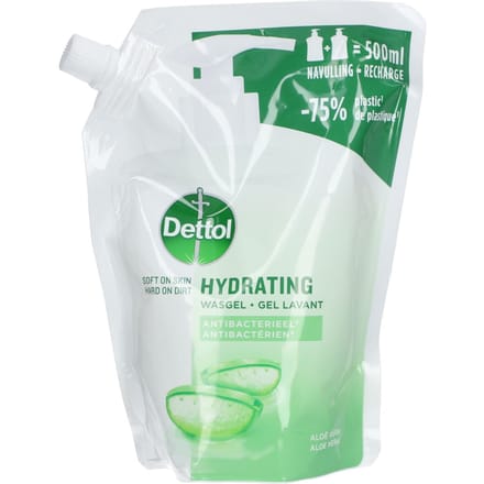 Dettol Hydrating Wasgel Antibacterieel Aloë Vera Navulling 500 Zeep
