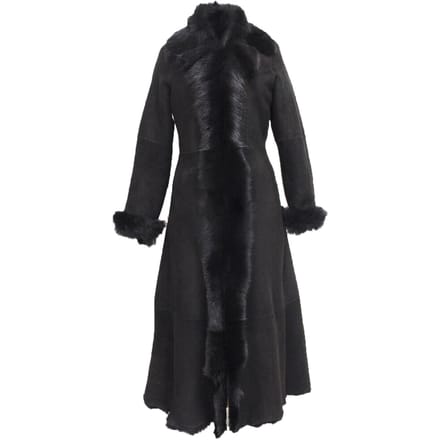 Dames zwarte suède Toscana schapenvacht trenchcoat-Rushden