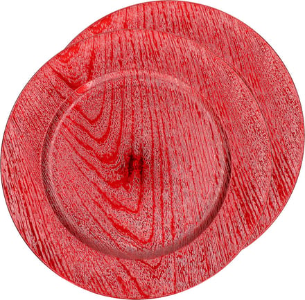 Set van 2x Kaarsenbord/onderbord - rood - kunststof - 33 cm
