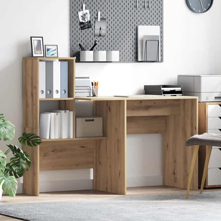 vidaXL - Bureau - Artisan - Eiken - Bewerkt - hout - 131,5 - x - 50 - x - 106,5 - cm