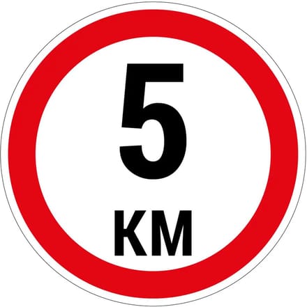 5 km bord | gecoat dibond materiaal | 40 cm