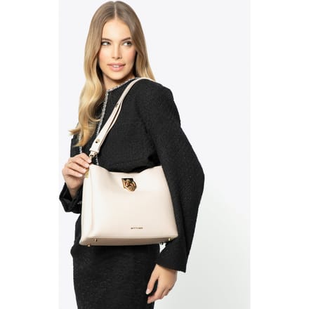 Wittchen Elegance Serie - Leren Schoudertas - Crème - Gesp - Een Wide Band