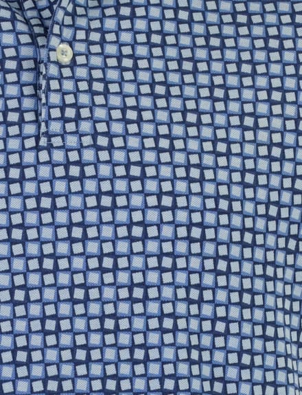 Baileys Polo Two-Tone Piqué Rotated Squares Fantasy Pattern Delft Blue / male