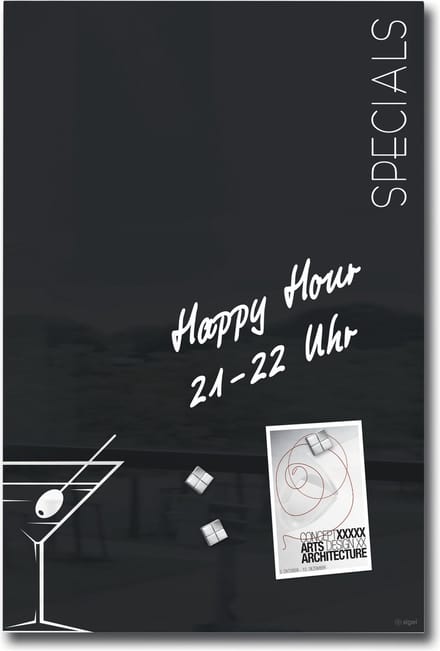 Sigel glasmagneetbord Artverum 40x60cm zwart Cocktail
