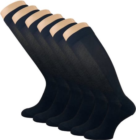 6 paar Compressie Kniekousen - Zwart - Maat 35-38