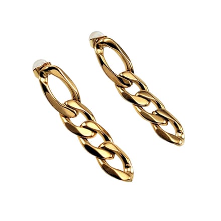 Schakels Oorbellen Dames - Figaro Stijl - Verguld RVS - Lange Oorbellen