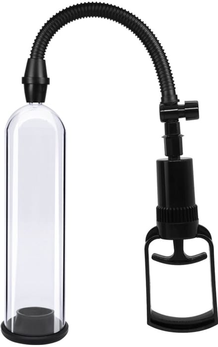 Essentials - Handmatige Penis Pomp met Sleeves - 21 cm - Transparant/Zwart