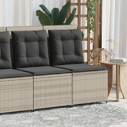 vidaXL Tuin Sofa met kussen Lichtgrijs poly rattan