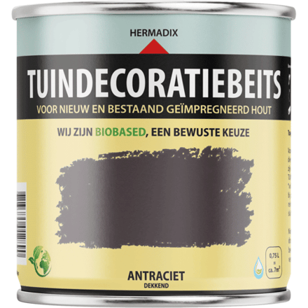 Hermadix tuindecoratiebeits dekkend antraciet - 2,5 liter