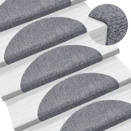 vidaXL - Trapmatten - Zelfklevend - 15 - stuks - 56x17x3 - cm - Lichtgrijs - Halfrond