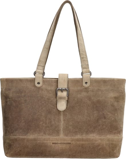 Hide & Stitches Idaho Shopper - 100% Leer - Donkerzand