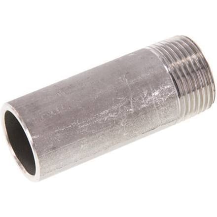 R 1'' Buitendraad x 33.7mm RVS Pijpnippel met Las uiteinde 20 Bar DIN 2982 - 80mm