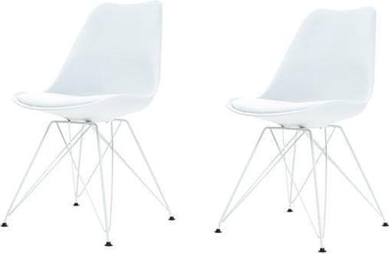 Essence Metal Stoel wit - Wit onderstel - Set van 2