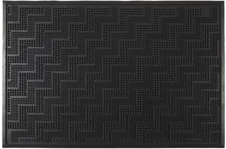 Home deco factory Deurmat - anti slip - rubber - zwart - 40 x 60 cm - schoonloopmat - met reliëf