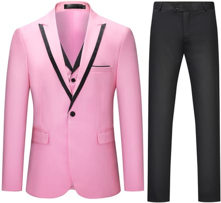 ALLTHEMEN Slank Driedelig Herenpak - Colorblock - M