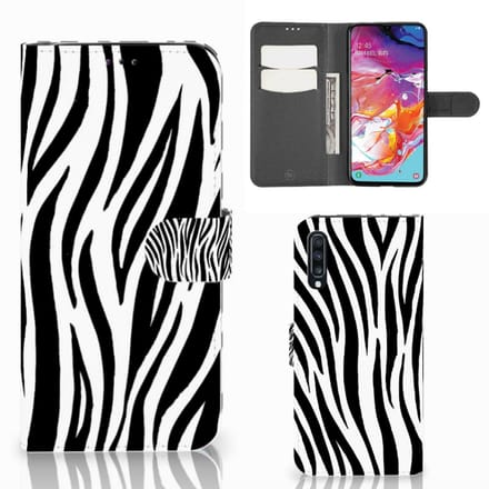 Samsung Galaxy A70 Telefoonhoesje met Pasjes Zebra