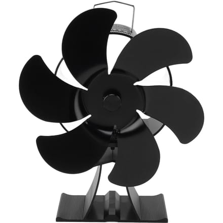 Zwarte 6-blads warmte-aangedreven kachelventilator thermodynamisch aangedreven open haardventilator voor warmteafvoer black