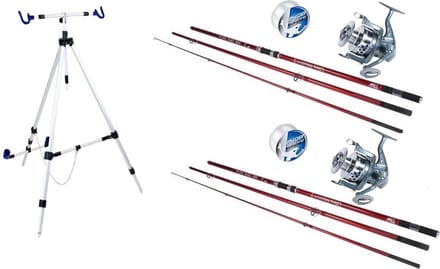 X2 Strand hengel set Pro 2-Rod - Strandhengel - Molen - Strandteun - Vislijn - 2 Hengels