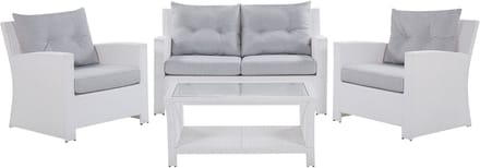 MARINO - Loungeset voor 4 - Wit - PE rotan