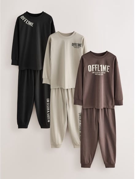 Next - Jongens - Set van 3 pyjama's met korte pijpen (3-16 jaar) - Zwart