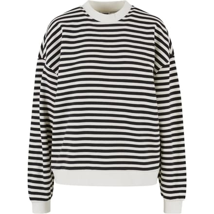 Urban Classics - Oversized Striped Crewneck sweater/trui - 5XL - Zwart/Beige