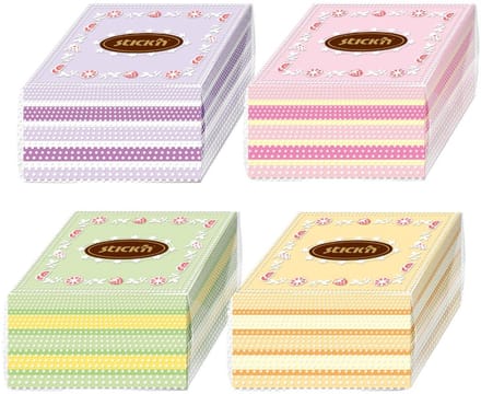 Stick’n Sticky Notes Taart - 4 Pack - Zelfklevend Papier - 76x76mm - 350 Memoblaadjes