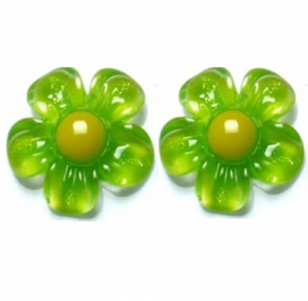 Clip oorbellen- Groen- Bloem