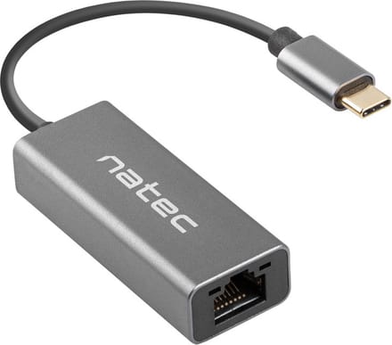 Natec Cricket Netwerkkaart Voor Rj-45 1Gb Met Usb-C Kabel Voor Computer