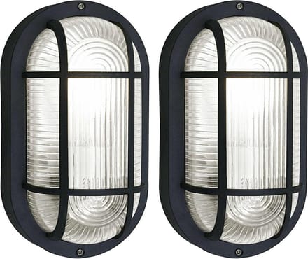 Benson Buitenlamp - 2x - ovaal - bulleye lamp - zwart - E27 - spatwaterdicht IP44