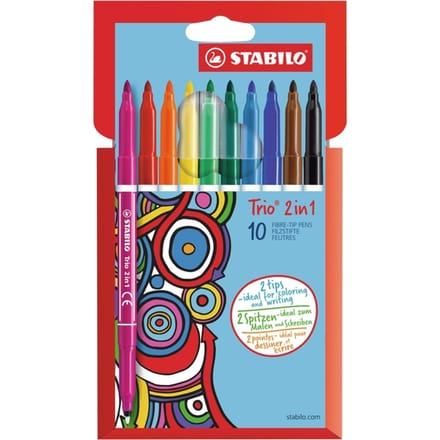 Viltstift STABILO Trio 2 in 1 assorti etui à 10 stuks