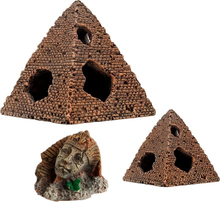Aquarium Decoratie - Ornamenten - Set van 3 - Pyramide - Egypte - Sfinx - Woestijn