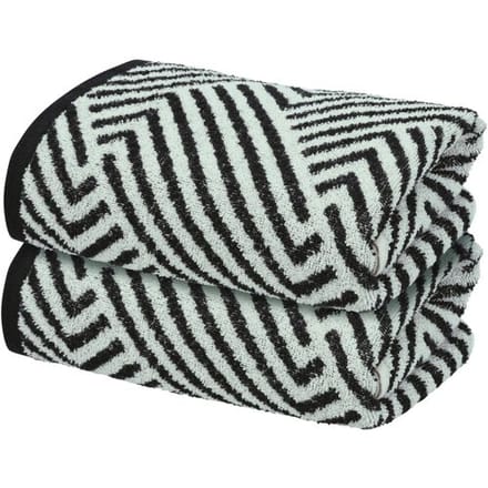 LIVARNO Set van 2 handdoeken, 50 x 100 cm, 500 g/m² (Zwart/print)