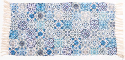 Vloerkleed grote blauwe tegels - Sass & Belle