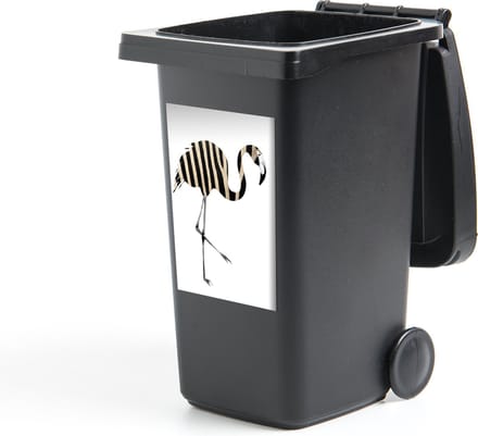 Container sticker Flamingo - Zebra - Zwart-Wit - 40x60 cm - Kliko sticker