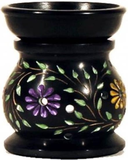 Olieverdamper Flowers zwart zeepsteen - 10x8 - Zeepsteen - Zwart