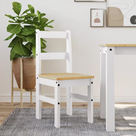 vidaXL - Eetkamerstoelen - 2 - st - PANAMA - 40x46x90 - cm - grenenhout - wit