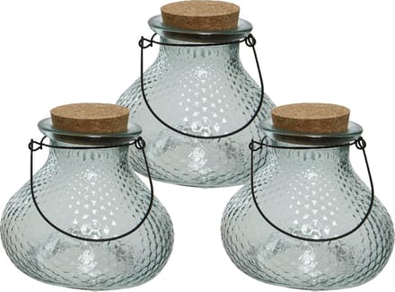 Decoris wespenvanger/wespenval - set 3x - glas - blauw - D14 x H13 cm